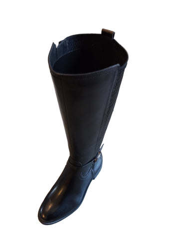 Tamaris Black Leather Long Boots(Slim Fit)