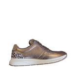 Caprice Taupe Metallic Leather Wedge Trainer