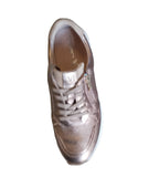 Caprice Taupe Metallic Leather Wedge Trainer