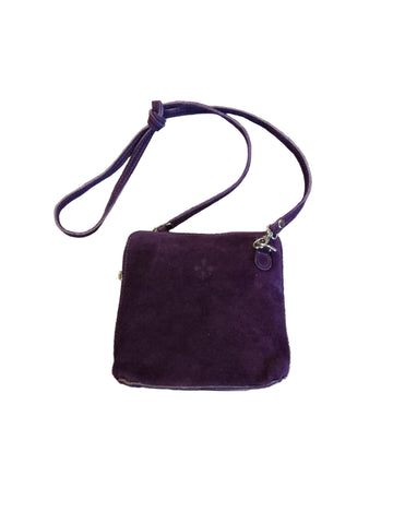 Genuine Suede Leather Cross Body Bag in Purple 