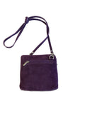 Genuine Suede Leather Cross Body Bag Purple 