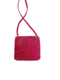 Genuine Suede Leather Cross Body Bag in Fuchsia 