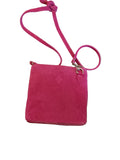 Genuine Suede Leather Cross Body Bag in Fuchsia 