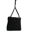 Genuine Suede Leather Cross Body Bag in Black 