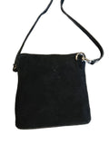 Genuine Suede Leather Cross Body Bag in Black 