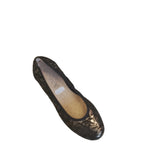 Caprice Black and Pewter Leather Ballerina Pump