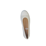 Caprice White Leather Ballerina Pump