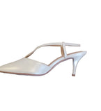 Tamaris Pearlised Ivory Leather Court Shoe