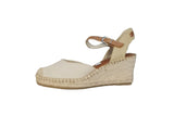 Tamaris Nude Leather Wedge Espadrille