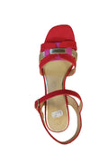 Marco Tozzi Red  Combination Block Heeled Sandal