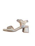 Remonte Pale Gold Block Heel Leather Sandal