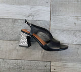 Tamaris Block Heel Leather Sandal in Black 