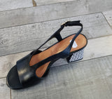 Tamaris Block Heel Leather Sandal in Black 