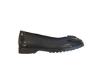 Tamaris Black Leather Ballerina Pump