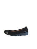 Caprice Black Leather Suede and Patent Ballerina Pump