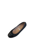 Caprice Black Leather Suede and Patent Ballerina Pump
