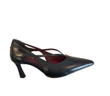 Tamaris Black Leather Court Shoes