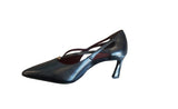 Tamaris Black Leather Court Shoes