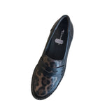 Tamaris Black and Animal Print Loafer