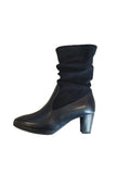Caprice Black Leather 3/4 Length Heeled Boot