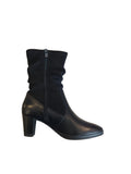 Caprice Black Leather 3/4 Length Heeled Boot