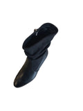 Caprice Black Leather 3/4 Length Heeled Boot