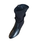 Caprice Black Leather 3/4 Length Heeled Boot