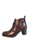 Marco Tozzi Burgundy Patent Lace -up ankle Boot
