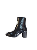 Fly Gigs Black and White Patent Leather Block Heeled Ankle Boot