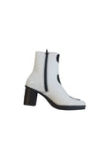 Fly Gigs Black and White Patent Leather Block Heeled Ankle Boot