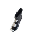 Fly Gigs Black and White Patent Leather Block Heeled Ankle Boot