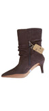 Marco Tozzi Dark Brown Heeled Slouch Boot