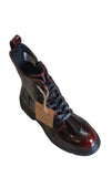 Heavenly Feet Krissy Ankle Boot in Black/Burgundy Patent