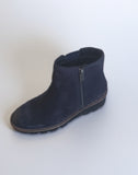 Lotus Navy Suede Wedge Ankle Boots