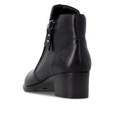 Remonte Black Leather Block Heeled Shoe Boot