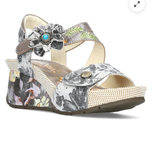 Laura Vita Barry Wedge Sandals in Perle