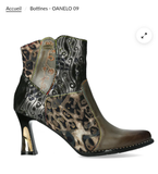 Laura Vita Oanelo Ankle Boot in Grey/Animal Print 