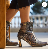 Laura Vita Oanelo Ankle Boot in Grey/Animal Print 