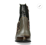 Laura Vita Oanelo Ankle Boot in Grey/Animal Print 