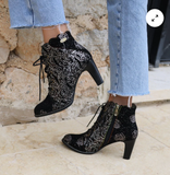 Laura Vita Alcbaneo Heeled Ankle Boot in Or 
