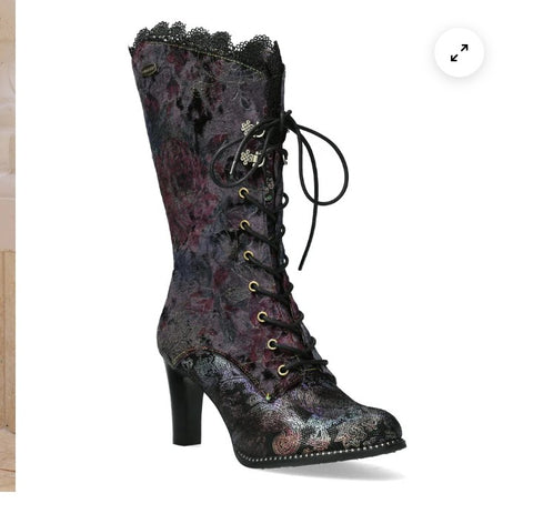 Laura Vita Alcbaneo Heeled 3/4 Length Boots in Violet