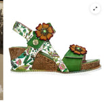 Laura Vita Bonito Wedge Sandal in Vert
