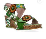 Laura Vita Bonito Wedge Sandal in Vert