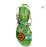 Laura Vita Bonito Wedge Sandal in Vert