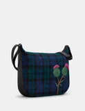 Yoshi Highland Thistle Leather/ Harris Tweed Hobo Bag