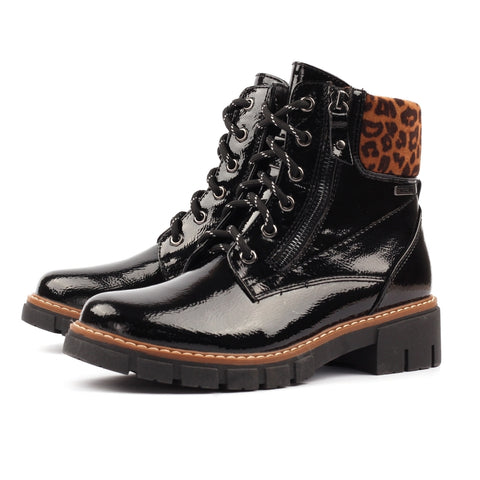 Lunar Bowen Black Patent Ankle Boot
