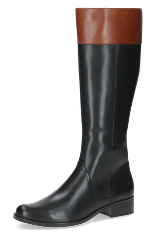 Caprice Two Tone Knee Length Black/Tan Leather Boots