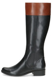 Caprice Two Tone Knee Length Black/Tan Leather Boots