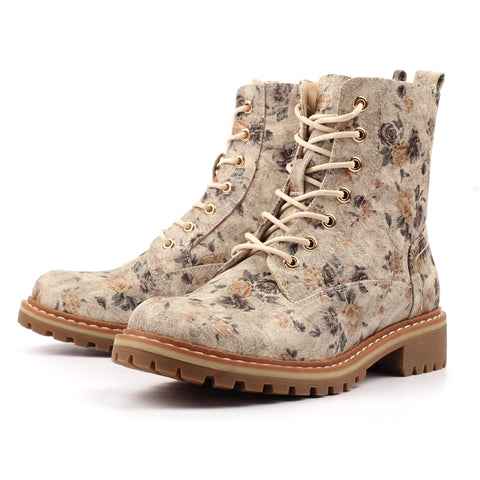 Lunar Dazzle Floral Ankle Boot in Beige
