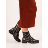 Lunar Dazzle Floral Ankle Boot in Black